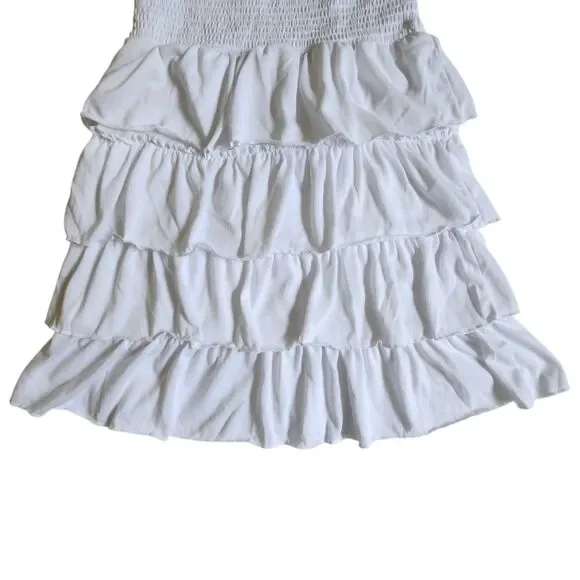 No Boundaries White Tiered Strapless Tube Dress Size M (7-9) - Picture 4 of 11